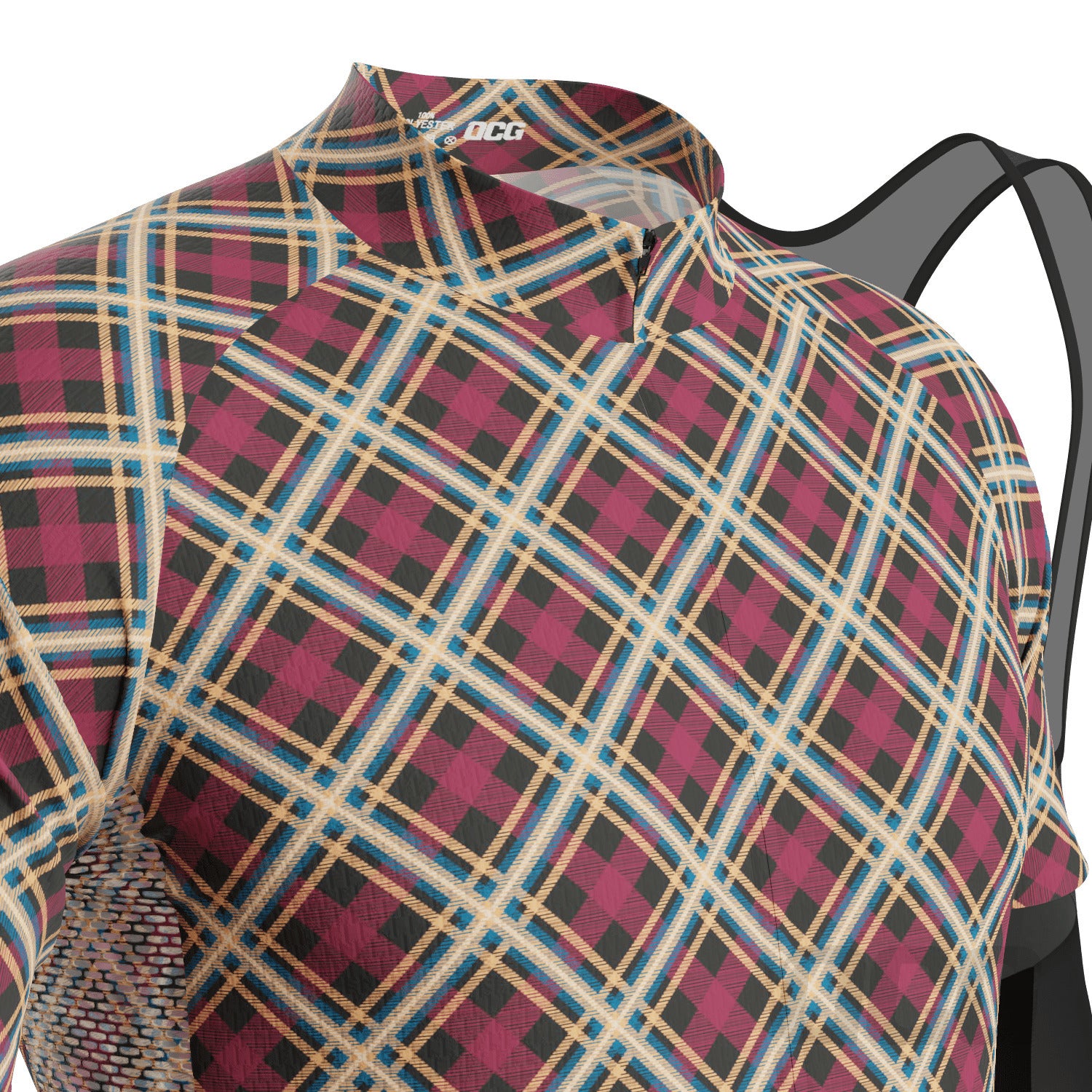 Men's Red Plaid Checkered Short Sleeve Cycling Kit