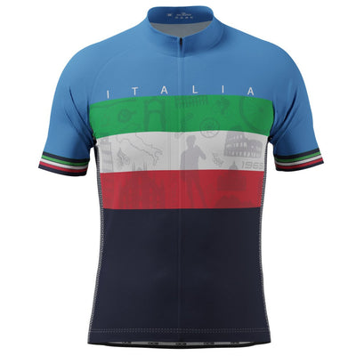 Men's Sites of Italy Italian Flag Short Sleeve Cycling Jersey