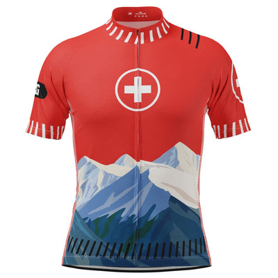 Men's Swiss Alps Switzerland National Flag Short Sleeve Cycling Jersey