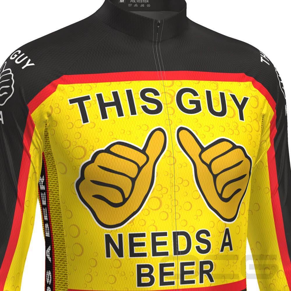 Maillot Cycliste Humour 'This Guy Needs A Beer' - 3XL - Jaune/Noir/Rouge