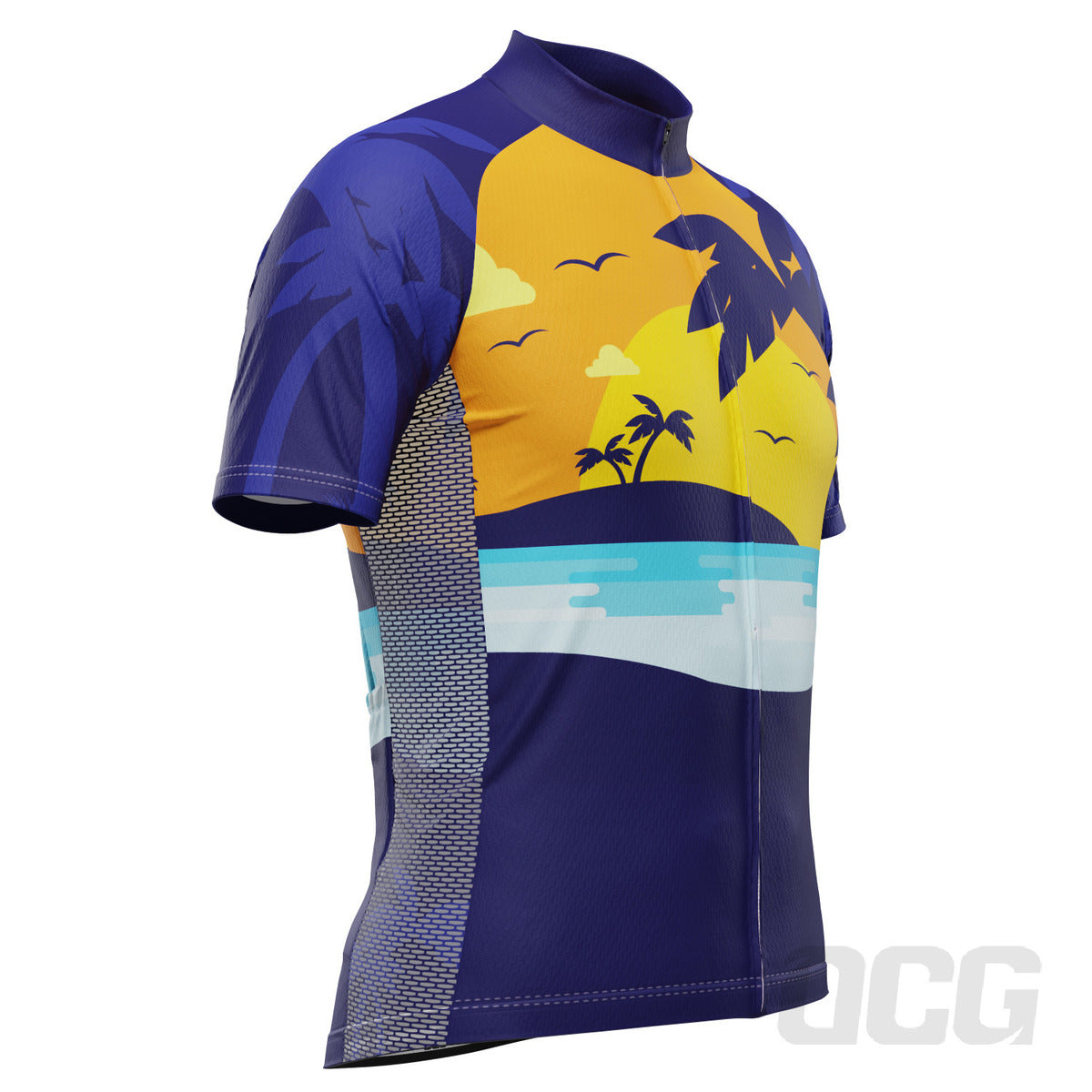 Men's Tropical Paradise Palm Short Sleeve Cycling Jersey