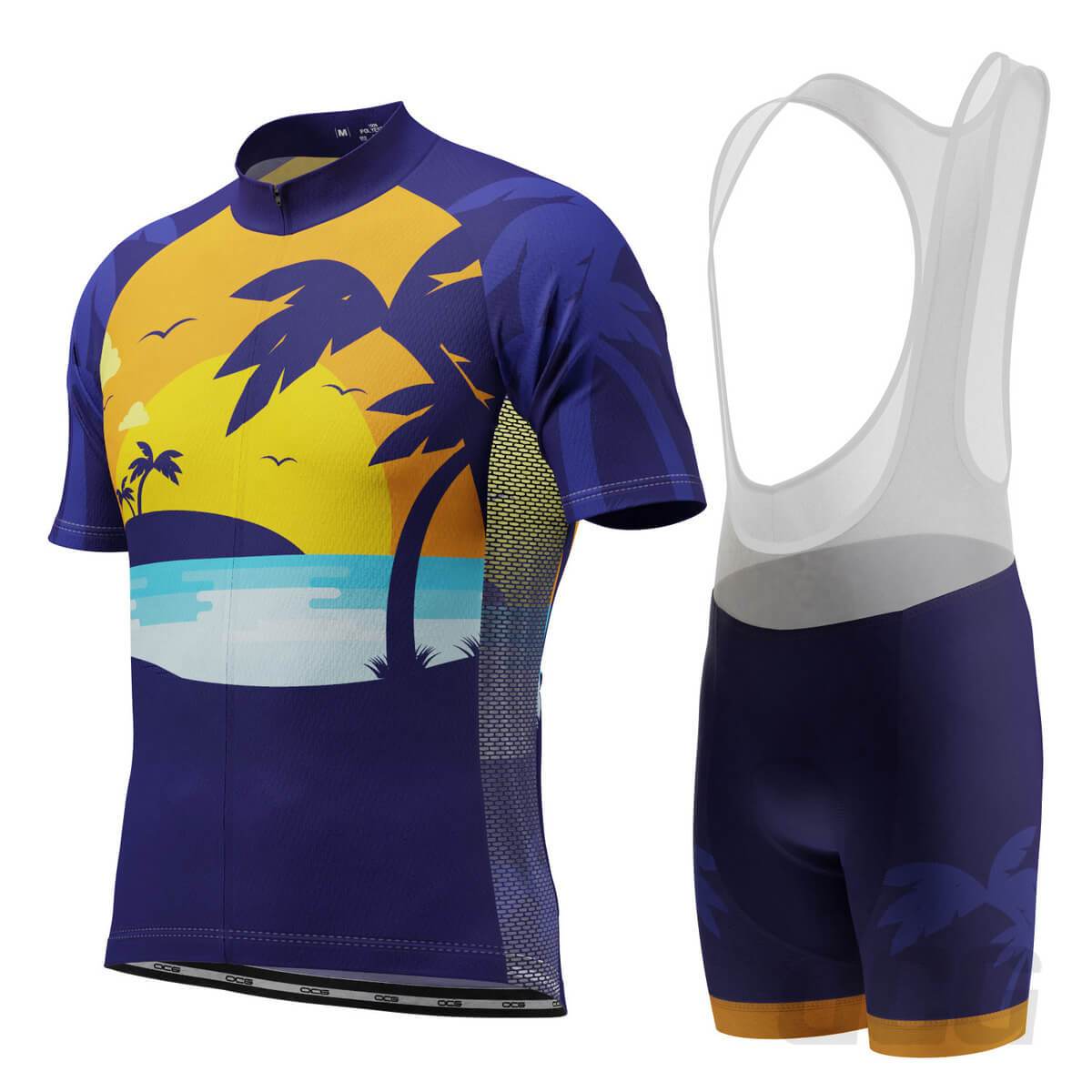 Men's Tropical Paradise Palm Tree Short Sleeve Cycling Kit