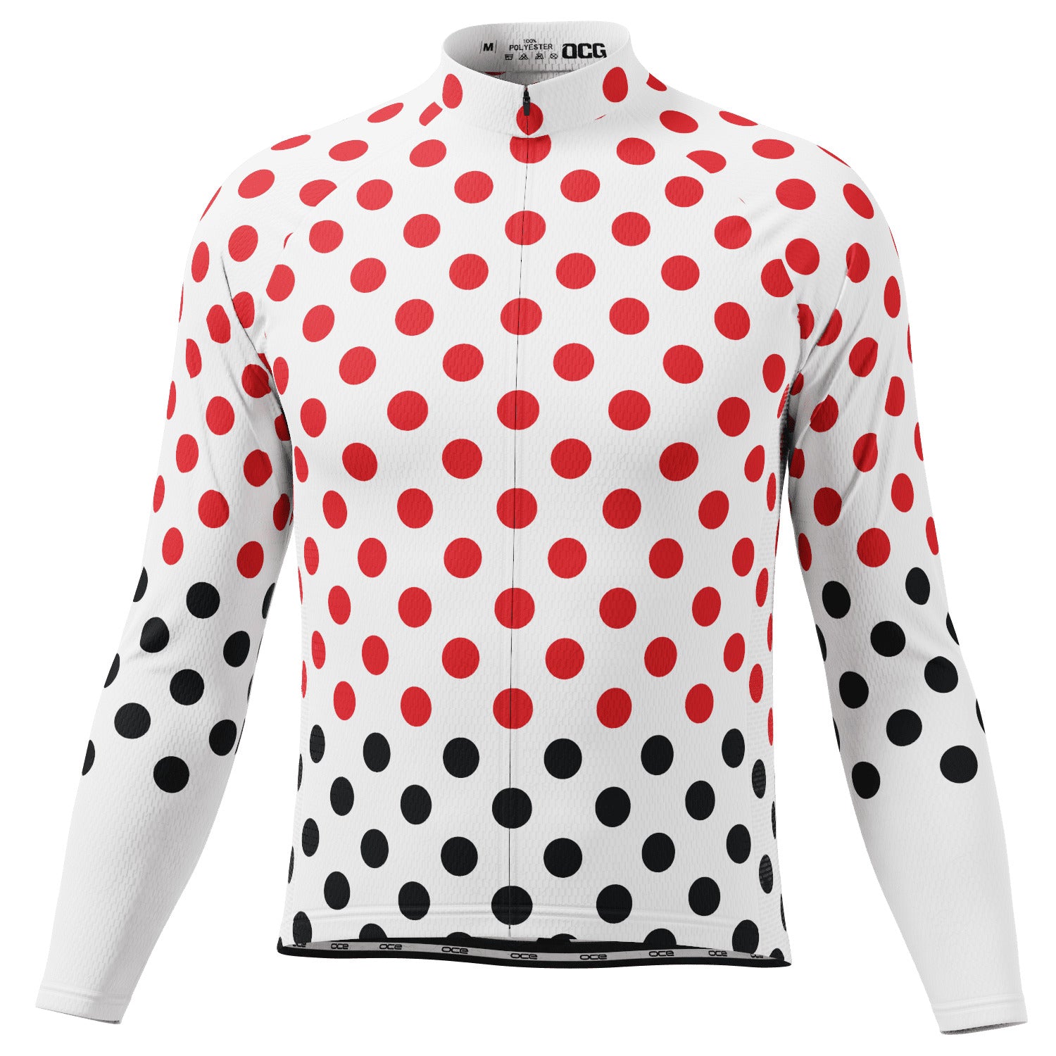 Men's White Polka Dot Long Sleeve Cycling Jersey