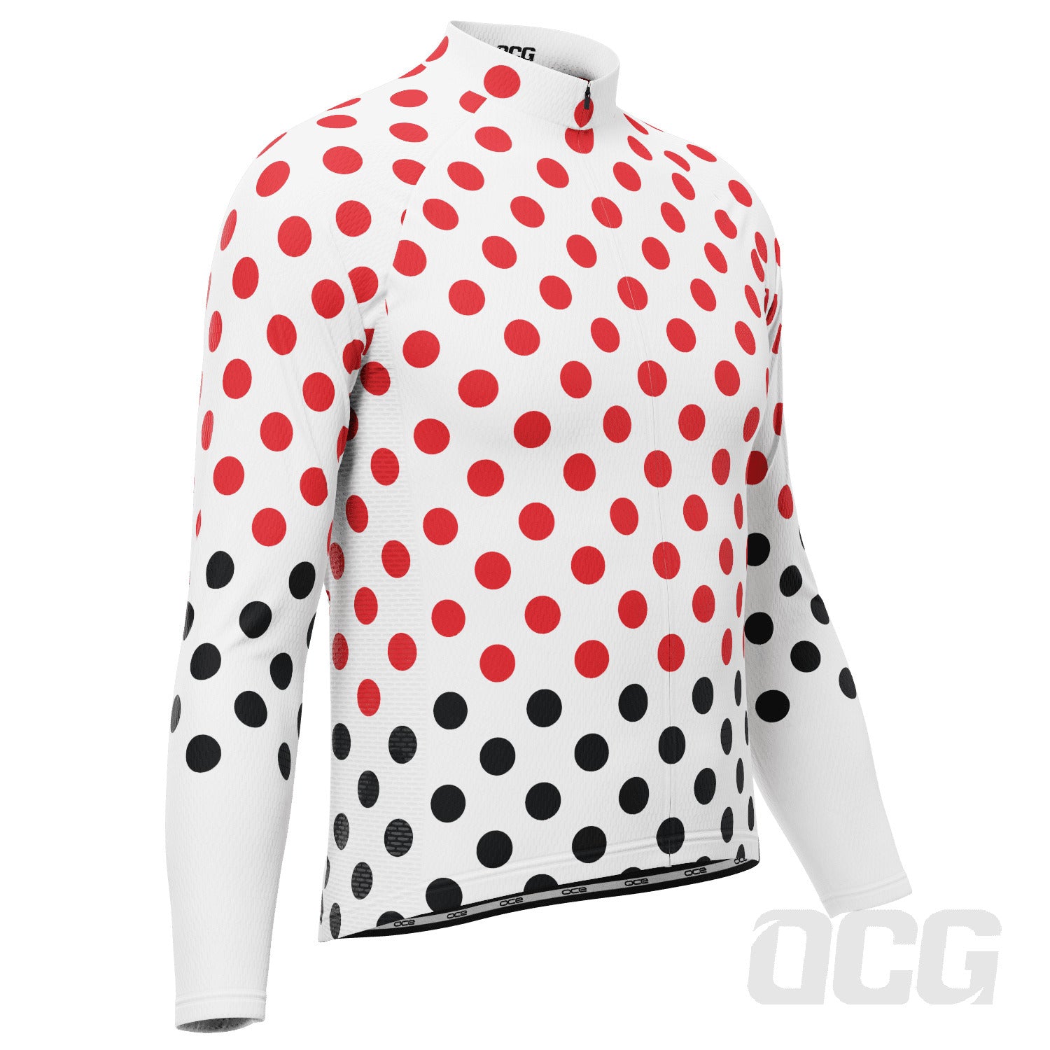 Men's White Polka Dot Long Sleeve Cycling Jersey