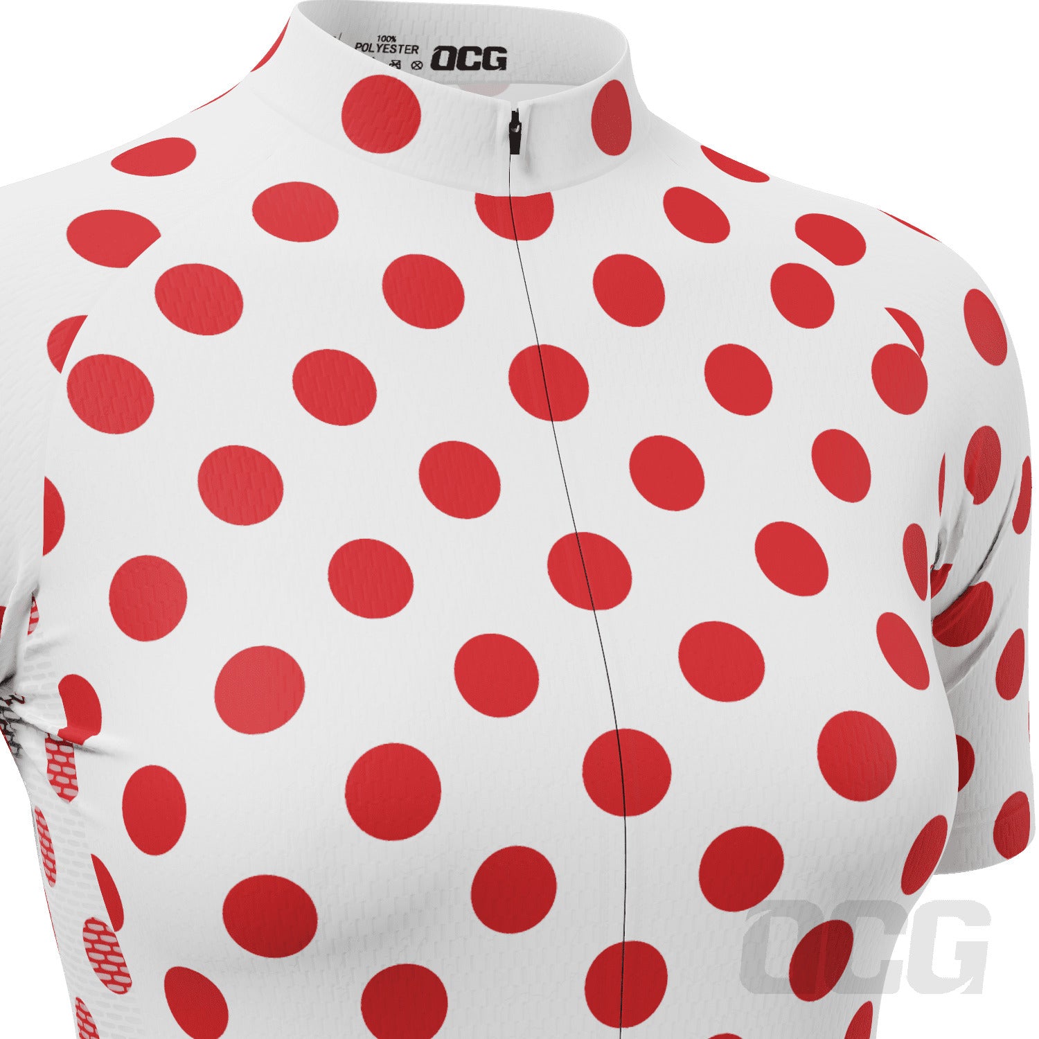 Women's White Polka Dot Short Sleeve Cycling Jersey