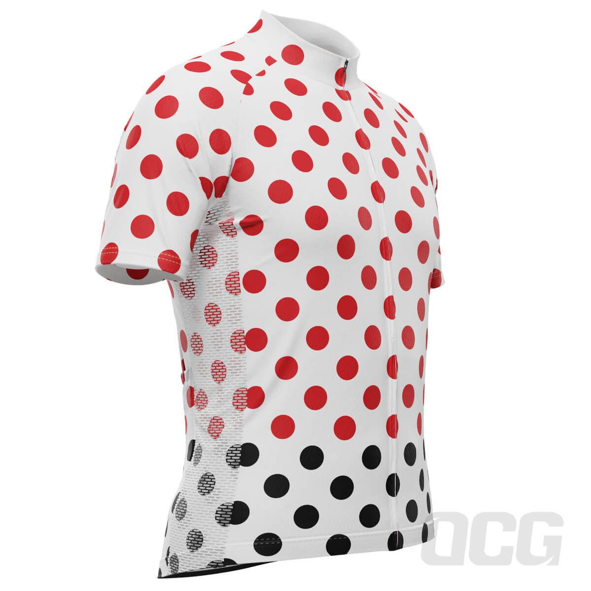 Men's White Polka Dot Short Sleeve Cycling Jersey