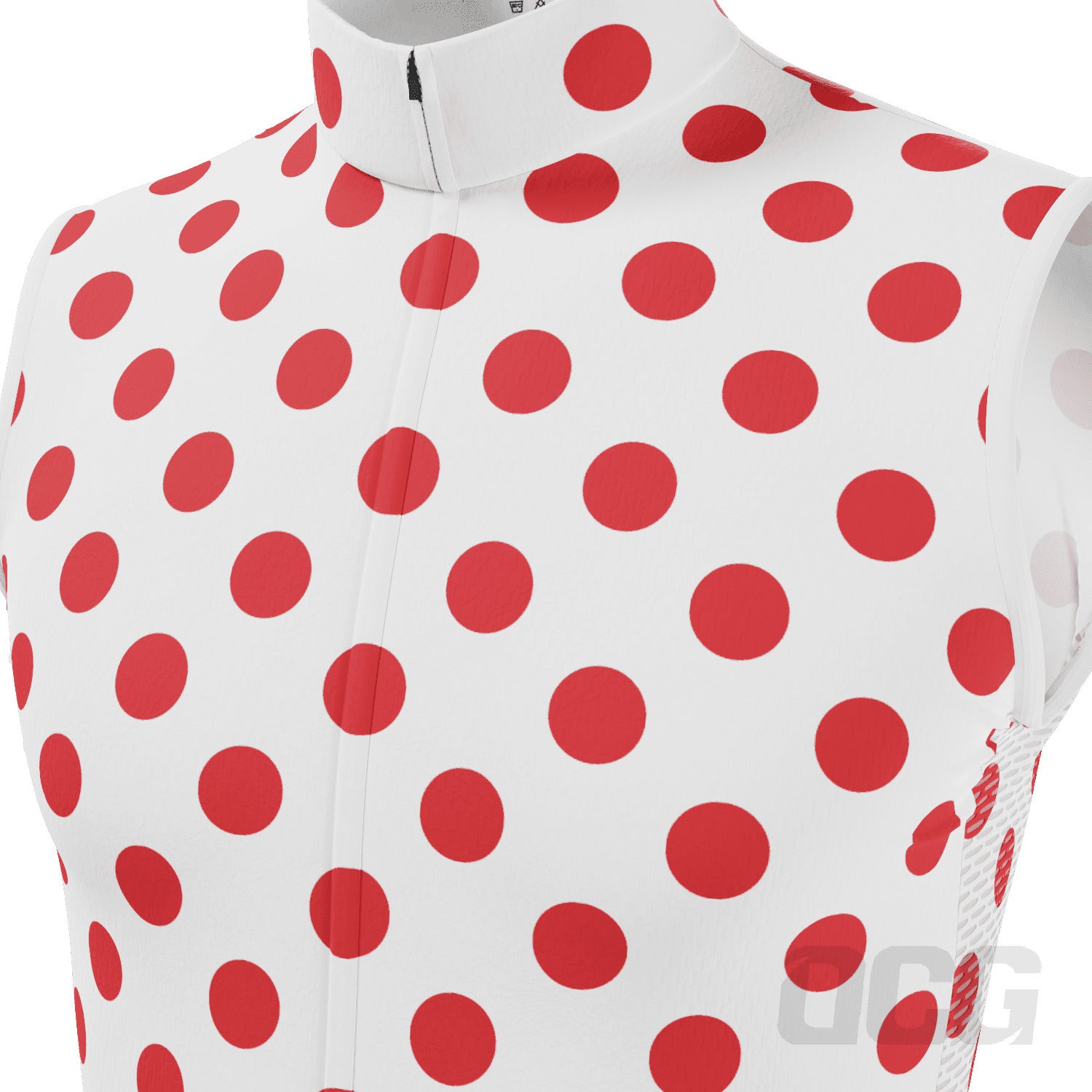 Men's White Polka Dot Sleeveless Cycling Jersey