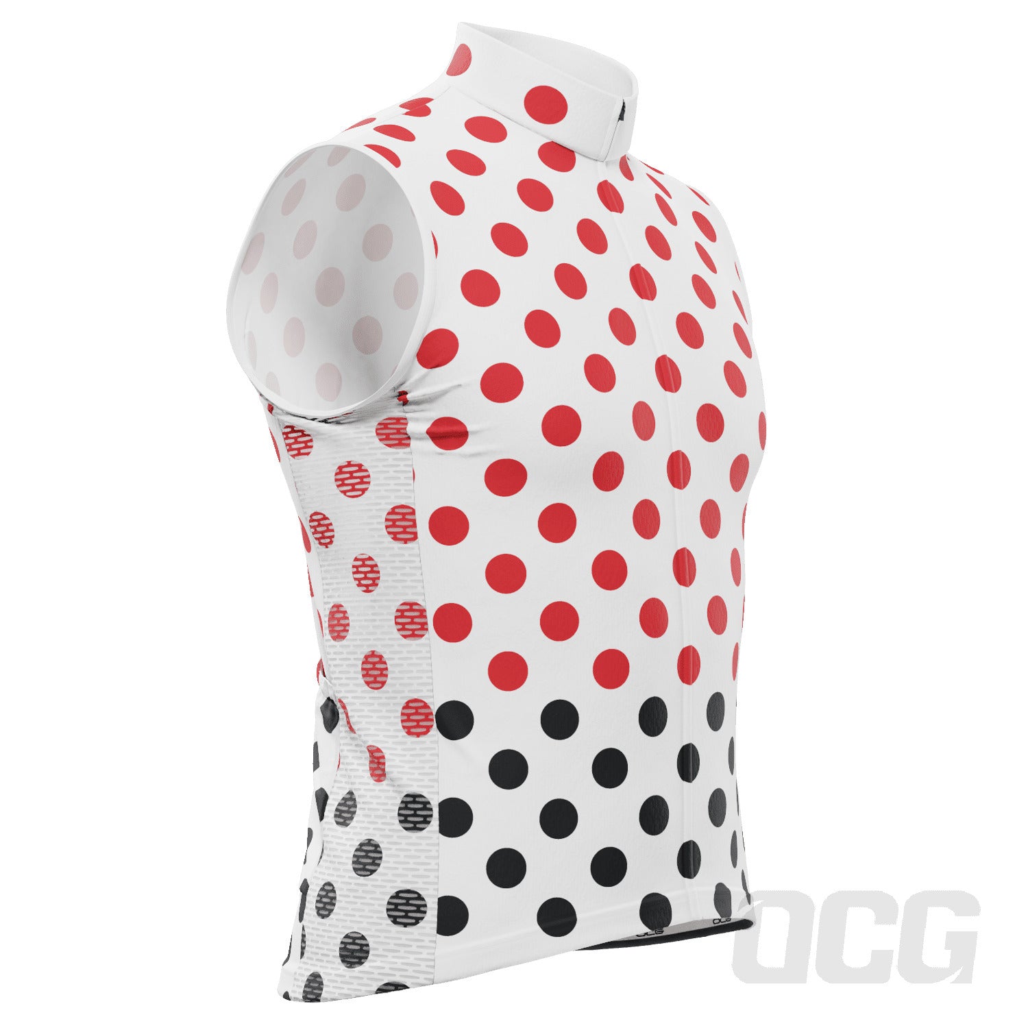 Men's White Polka Dot Sleeveless Cycling Jersey
