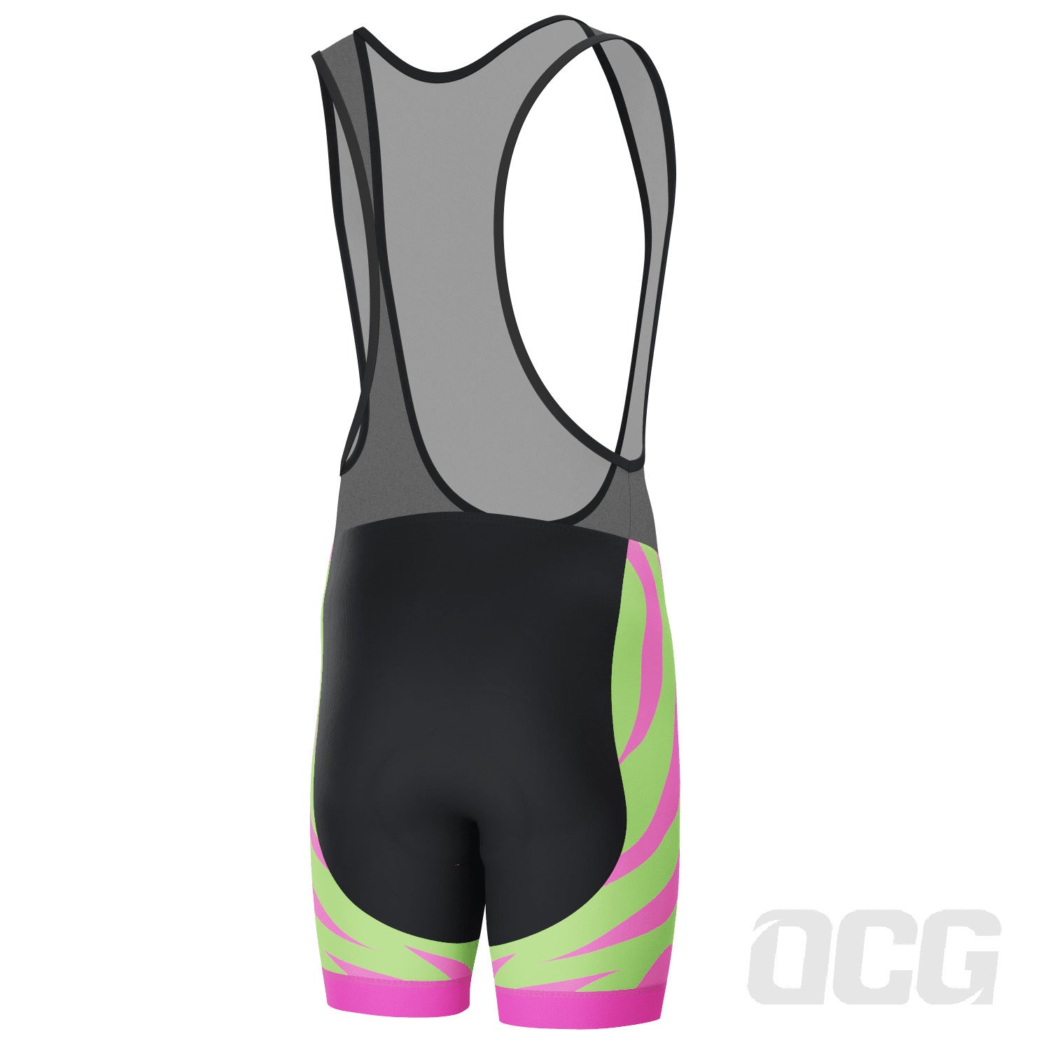 Men's Green & Pink Tiger Print Gel Padded Cycling Bib