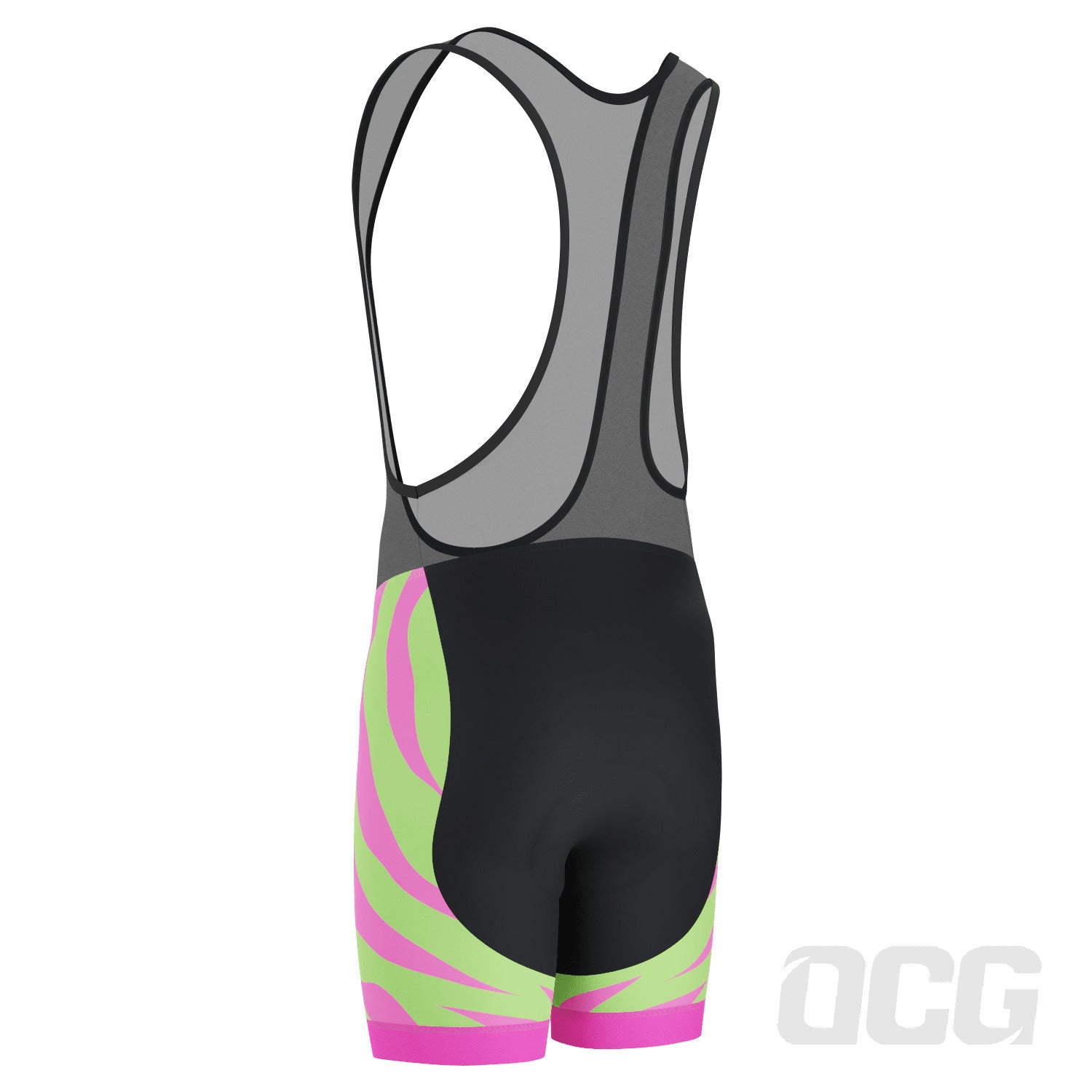 Men's Green & Pink Tiger Print Gel Padded Cycling Bib