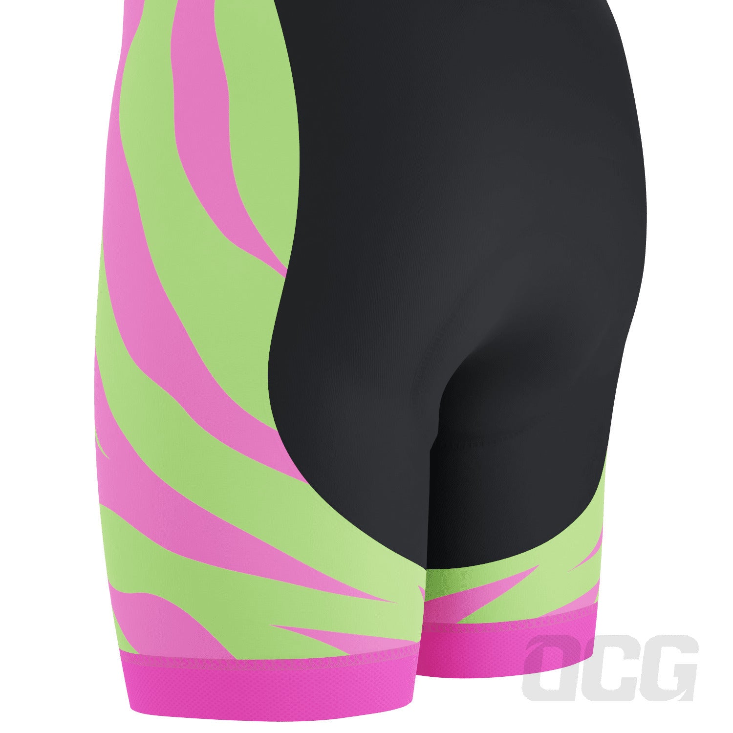 Men's Green & Pink Tiger Print Gel Padded Cycling Bib