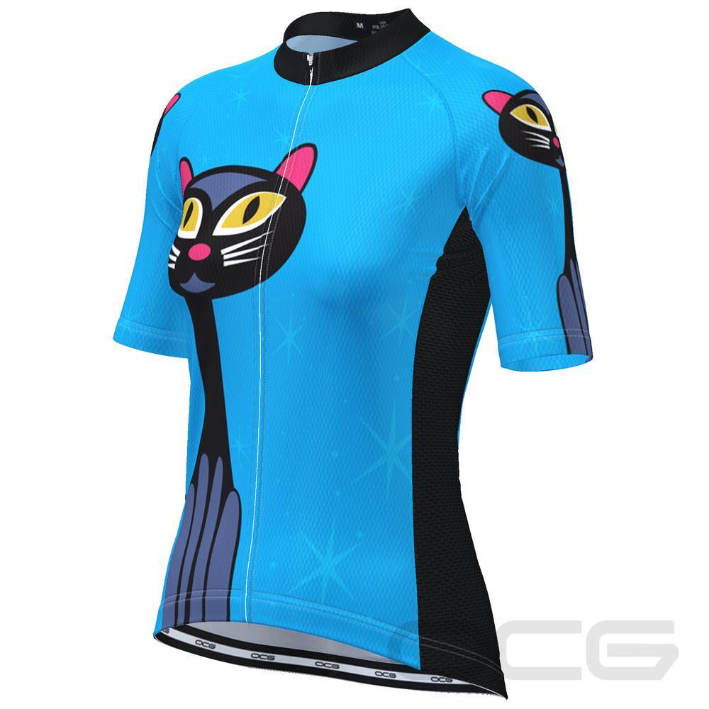 Women's Night Cat Blue Cycling Jersey By Online Cycling Gear