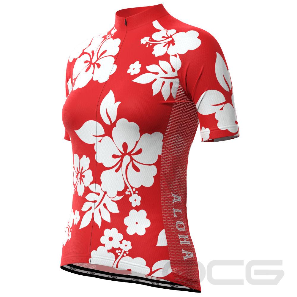 Women's Hawaiian Aloha Floral Short Sleeve Cycling Jersey [clearance]