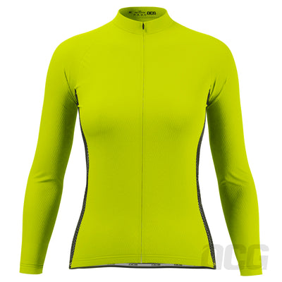 Women's High Viz With Black Accent Long Sleeve Cycling Jersey