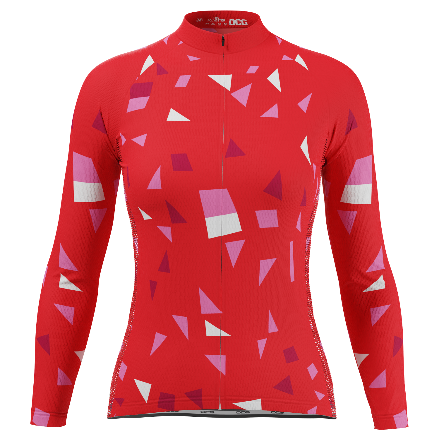Women's Long Sleeve Confetti Red Cycling Jersey