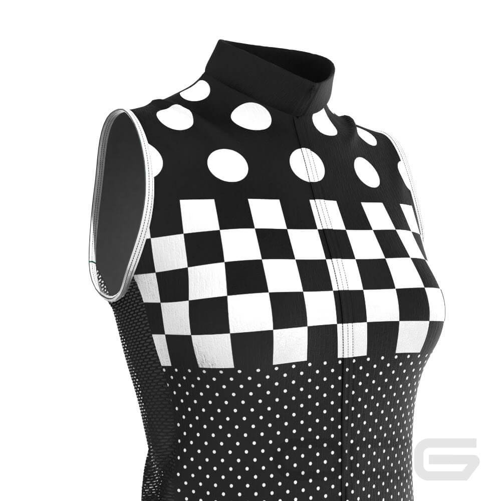 Women's Nina Polka Dot Checkered Sleeveless Cycling Jersey-OCG Originals-Online Cycling Gear Australia