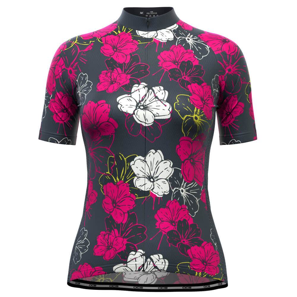 Women's Pink Floral Short Sleeve Cycling Jersey only