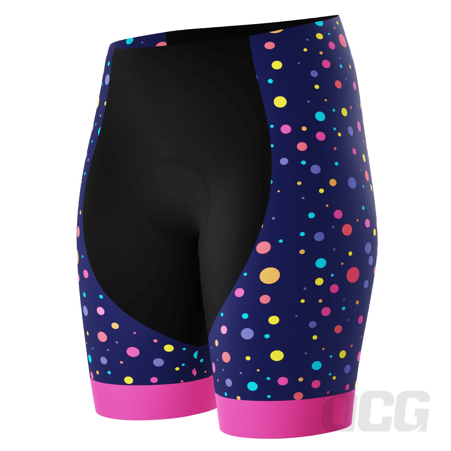 Women's Rainbow Polka Dot Pro-Band Cycling Shorts