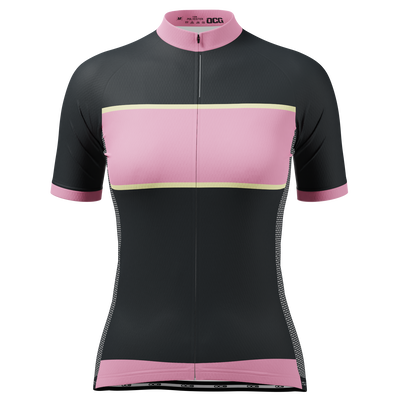 Women's Pink & Black Stripe Short Sleeve Cycling Jersey