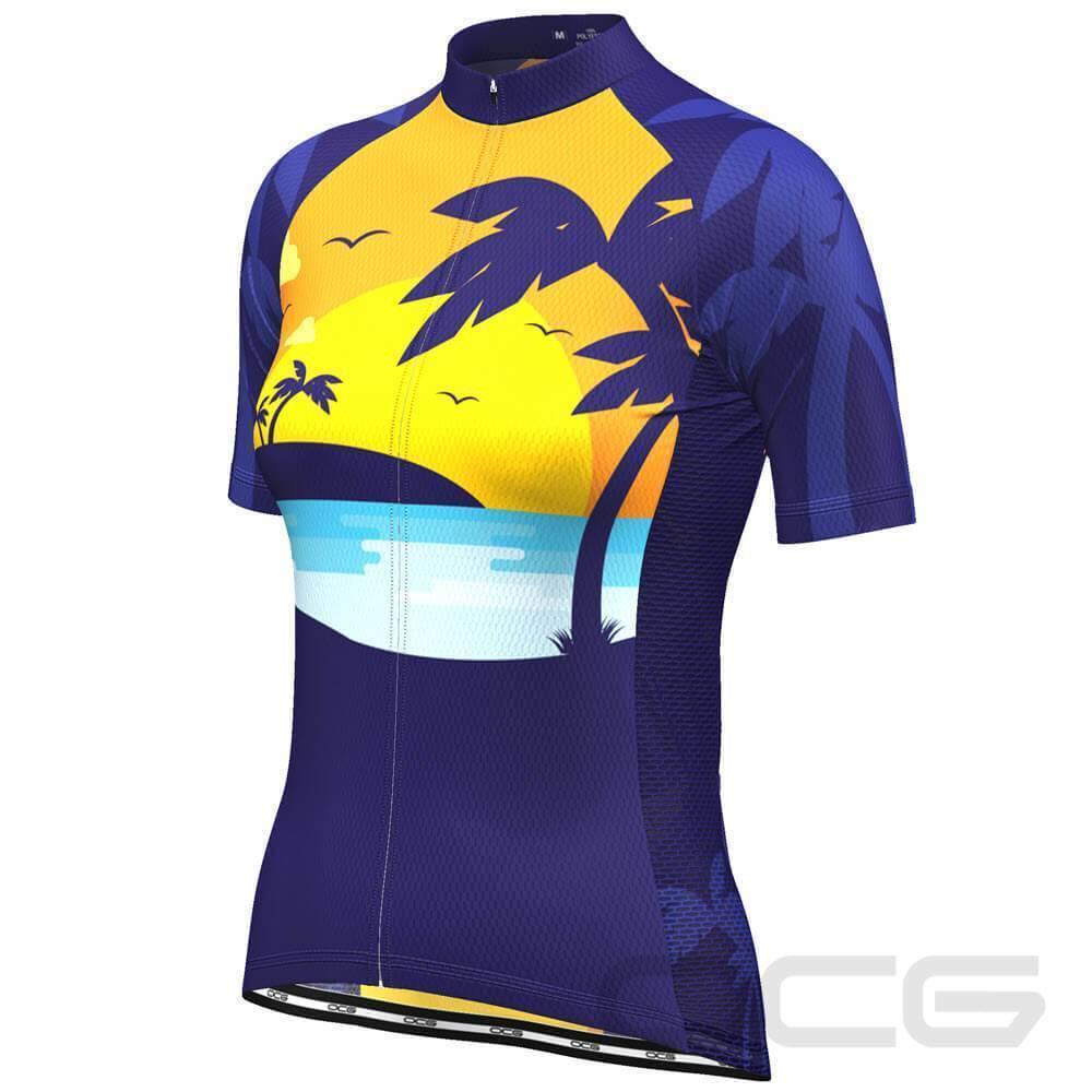 Women's Tropical Paradise Palm Tree Sunset Cycling Jersey-OCG Originals-Online Cycling Gear Australia